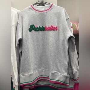 Shiraleah Gray Sweatshirt with Pink Accents